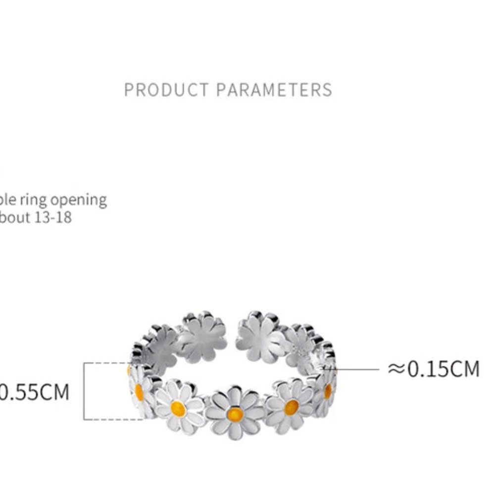 NEW Silver Resizable Trendy Korean Daisy Flower Rings - Picture 5 of 5